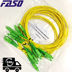FASO 50PCS SC APC to SC APC Optical Cable 1m 2m 3m SC APC Fiber Optic Cable G652D Yellow 3.0mm 0.3dB Fiber Optic Patch Cord