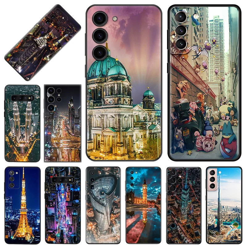 Night Turkey Dubai City Soft Phone Cases For Samsung Galaxy S23 S24 Plus S22 Ultra S21 S20 FE S10 Note20 Black Matte Cover