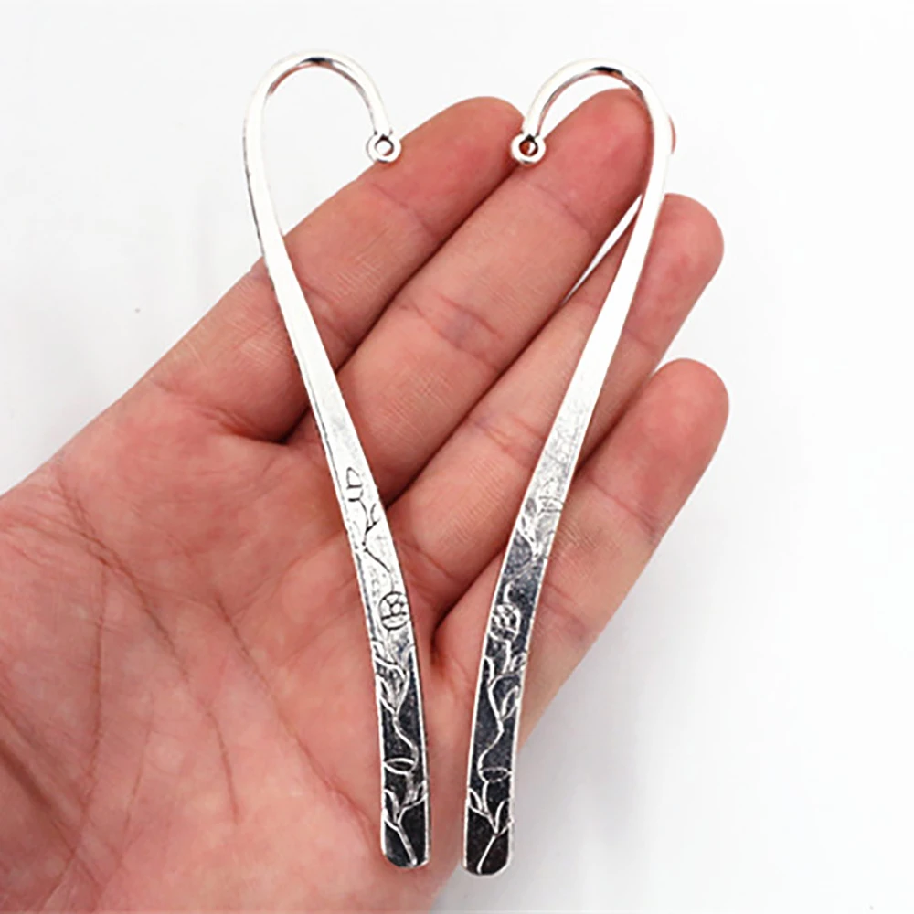 2pcs Alloy Metal Flower Charms Pendant 120x24mm Antique Silver Plated DIY Bbookmark Jewelry Making Accessories Findings