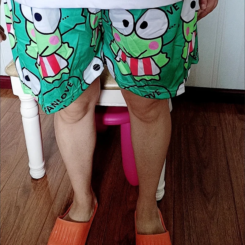 Sanrio Keroppi Short Pants Kawaii Cute Anime Oversized Clothing Japanese Versatile Loose Print Not Pocket Cartoon Casual Shorts