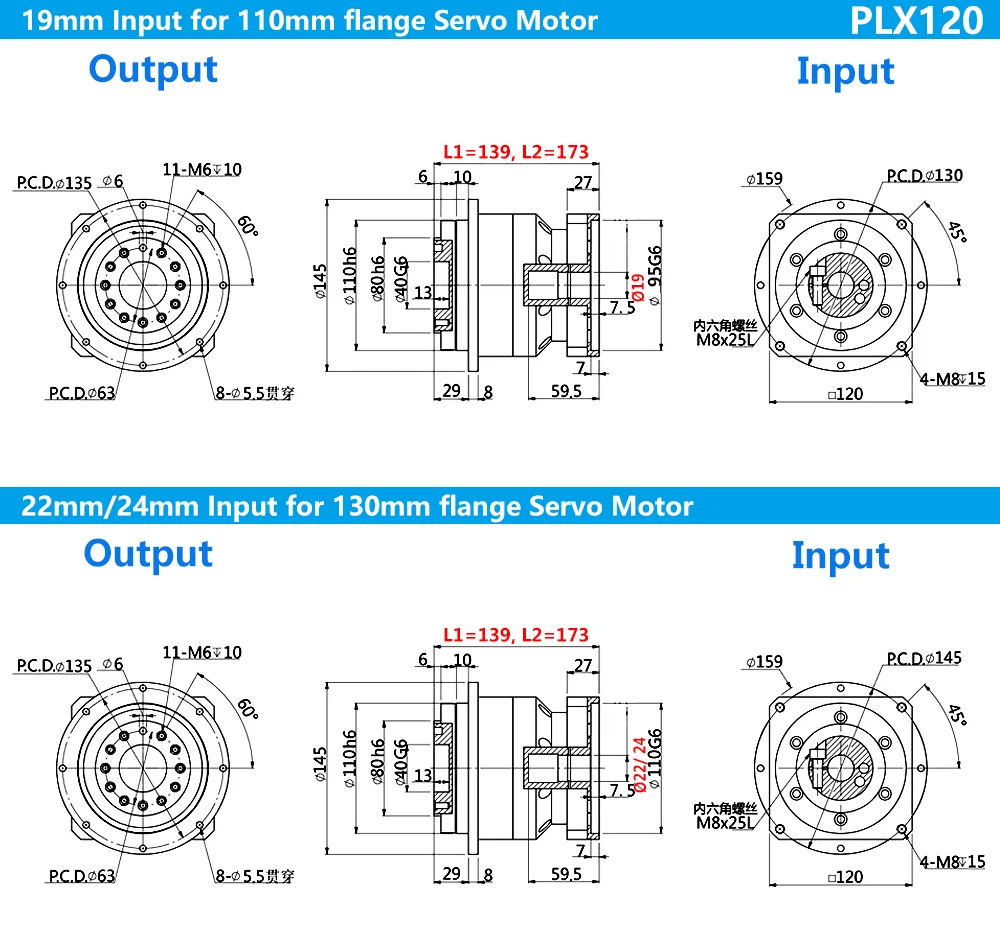 Imagem -05 - Servo Stepper Motor Reducer Caixa de Velocidades Planetária Nema 42 Saída da Flange Engrenagem Helicoidal 15 kw kw 3kw 12 kw 15 kw 18 kw 110 mm 130 mm