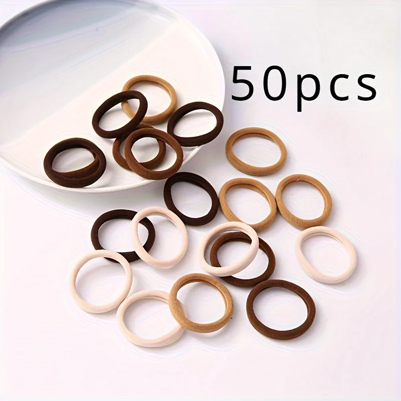 50 Pcs Minimalist Hair Accessories High Elasticity. The Ponytail Rope is Widened and Thickened,Suitable For Any Amount of Hair