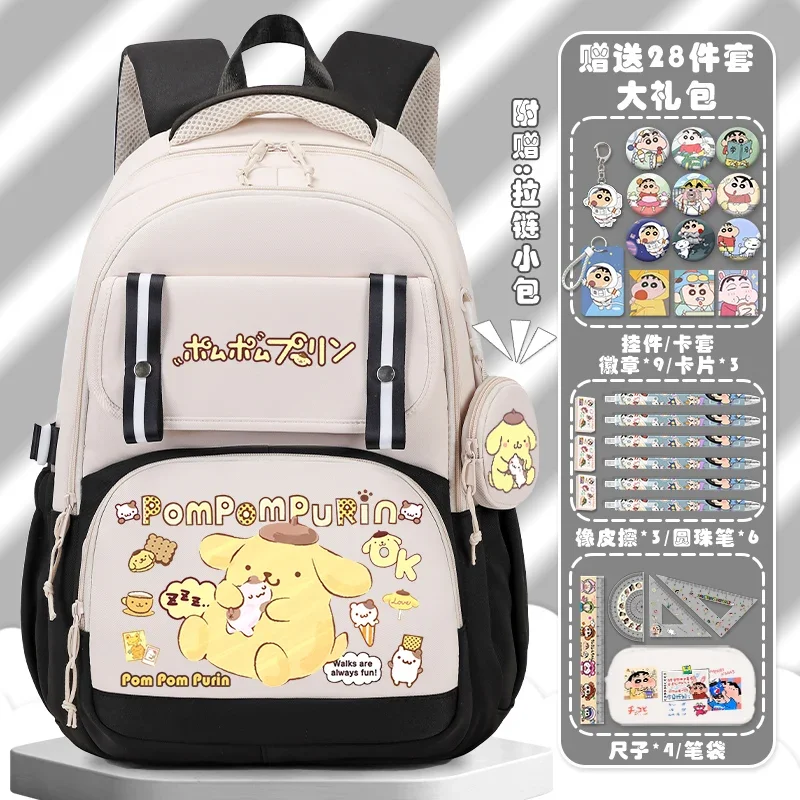 Sanurgente-Cartable Pom Pom Purin pour étudiants, sac à dos Anime Cartoon, grande capacité, léger, allègement de la charge, mignon, nouveau