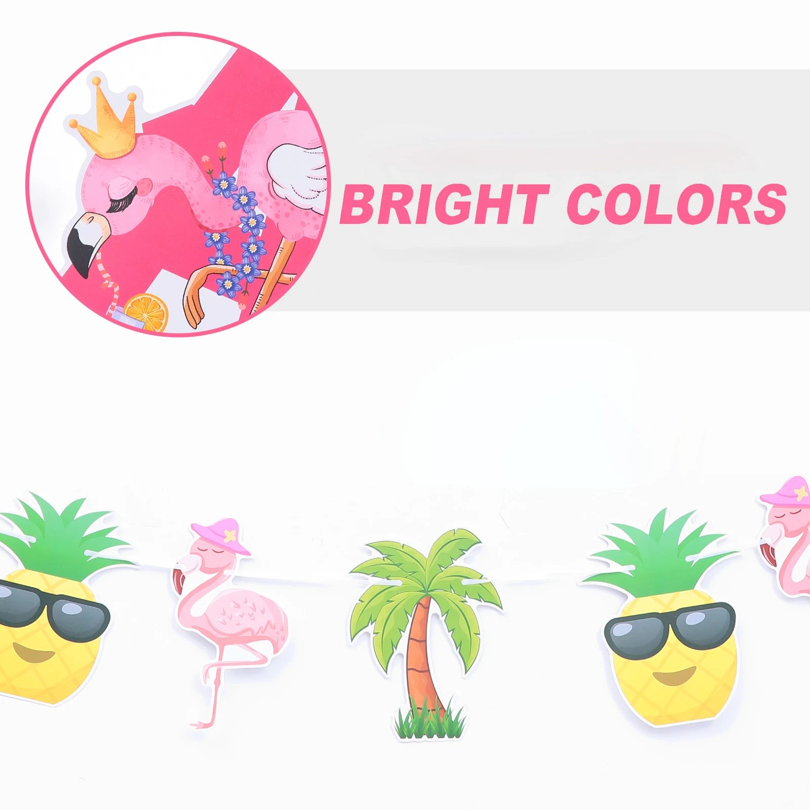 

Flamingo Party Banner Hawaiian Bunting Decorative Wreath Lightweight for Summer Beach Luau Indoor Outdoor Decoration