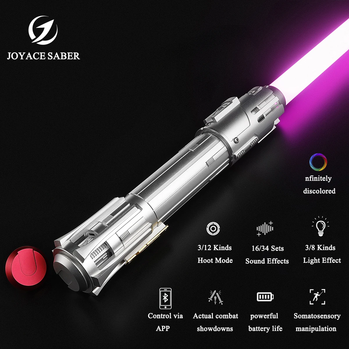 

JOYACESABER Metal Handle Pixel Lightsaber Ben Solo Light Saber Sensitive Smooth Swing Heavy Dueling RGB Laser Sword Toys