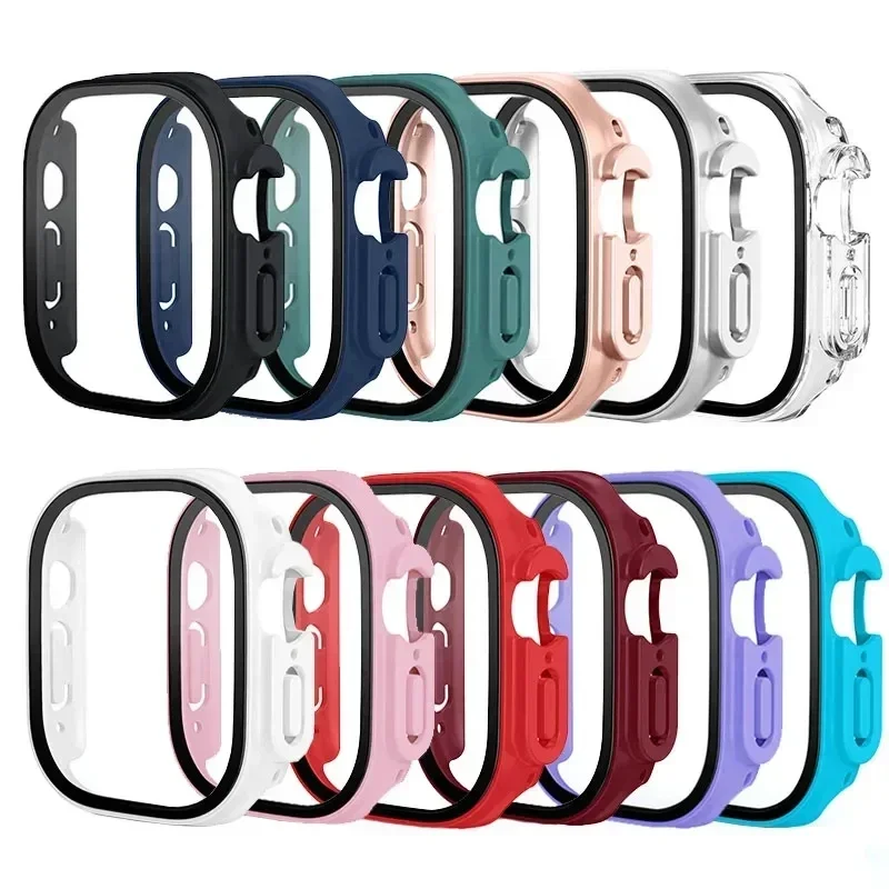 Szkło hartowane HD + etui do Apple Watch Ultra/2 49mm zderzak PC + osłona ekranu iWatch Series Ultra 49mm akcesoria do skorupy — zdjęcie 3