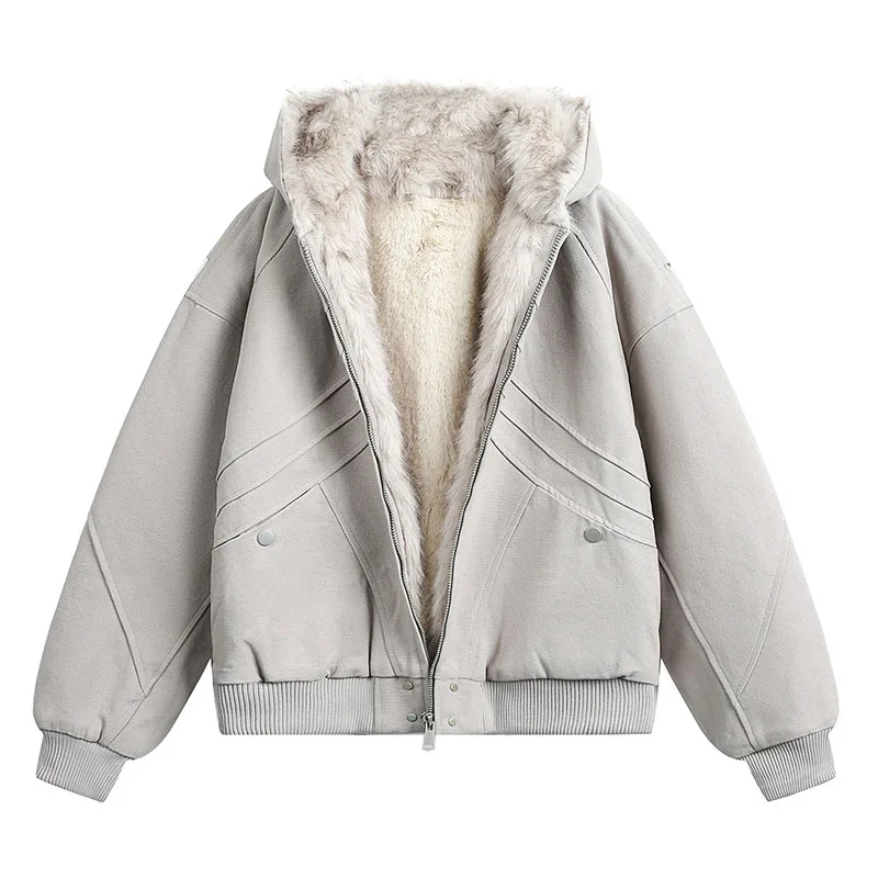 

Winter Warm Fleece Lined Parka Coats Vintage Oversized Thermal Outwear Jackets For Male Windbreak