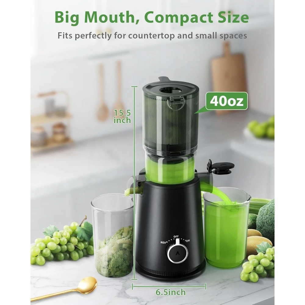 Mesin Juicer, pembuat jus tekan dingin dengan 4.35 "makanan besar sesuai dengan seluruh buah dan sayuran, Juicer Juicer Juicer