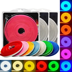 12Colors 1-20m Led Neon Flexible Strip 5/6mm Narrow Tape Light 2835 120Led/M IP67 Waterproof Dimmable DIY Home Party Decoration