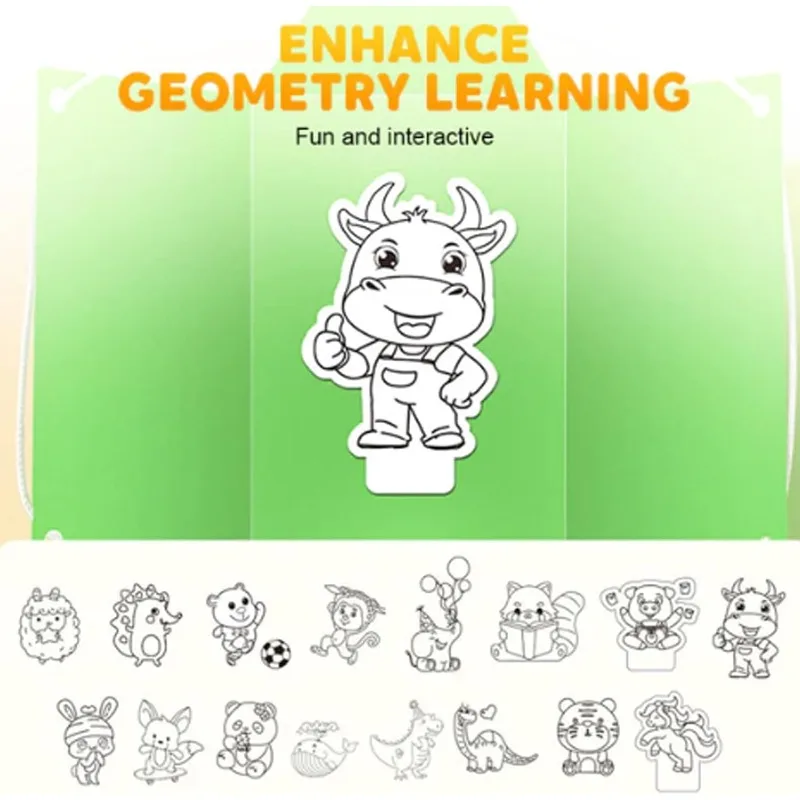 Pull String 3D Geometry Learning Book Interactieve Pull-String Geometry Learning Kit met pop-up modellen Volume- en gebiedsverkenning