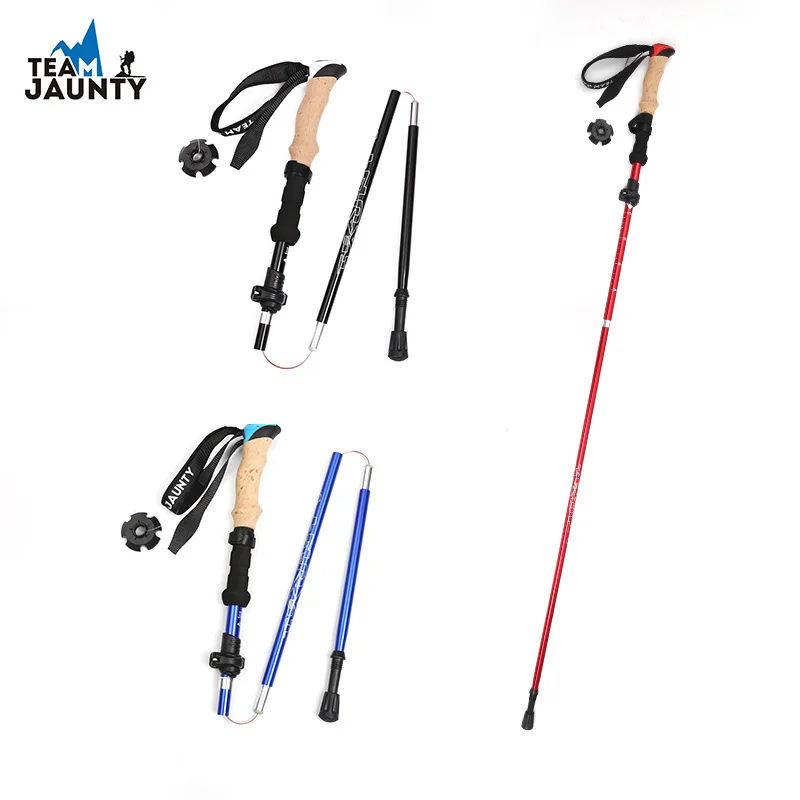 2Pcs Hiking Walking Sticks Aluminum Alloy Trekking Pole Ultralight Camping Hiking Foldable Nordic Walking Pole Telescopic Crutch