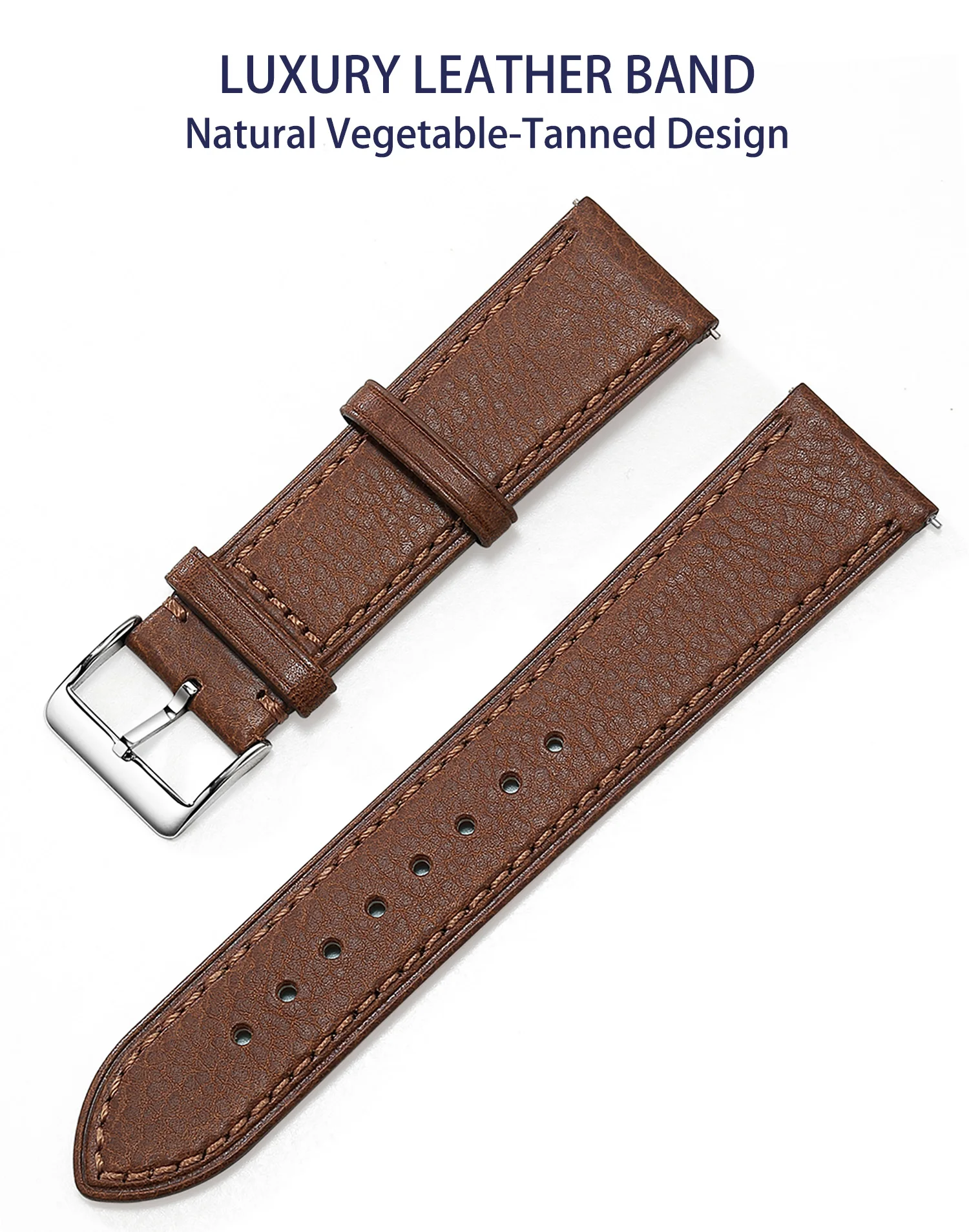 Premium Echtleder-Uhrenarmband Natürlich Pflanzlich Gegerbtes Nappaleder 12/14/16/18/19/20/21/22/24mm Schnellwechsel-Uhrenband – Detail 2