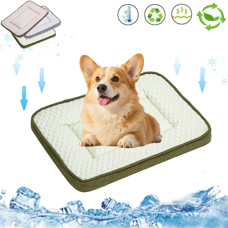 

1PC Cooling Dog Bed Soft and Breathable Pet Cushion Detachable Square Mats for Dogs Cats Pet Kennel Dog Bed Accessories 펫 쿨매트