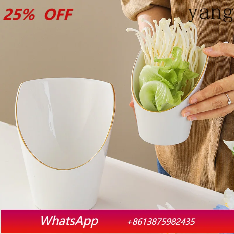 

LMM ceramic lettuce bucket hot pot Malatang side dish bowl French fries cup vegetable bucket