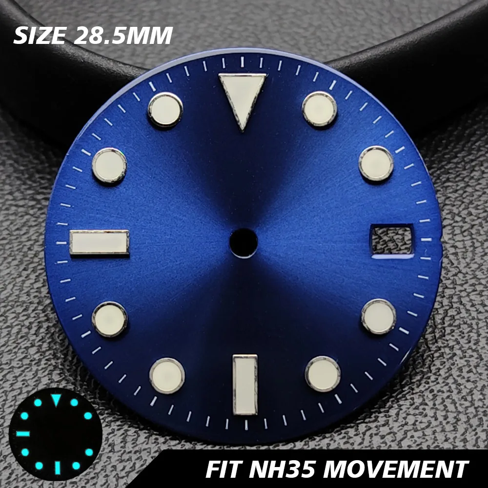 【セール中】28.5mm ヨットマスターダイヤル NH35/NH36/4R/7S 日本製自動巻きムーブメントに適しています ブルー夜光時計改造アクセサリー
