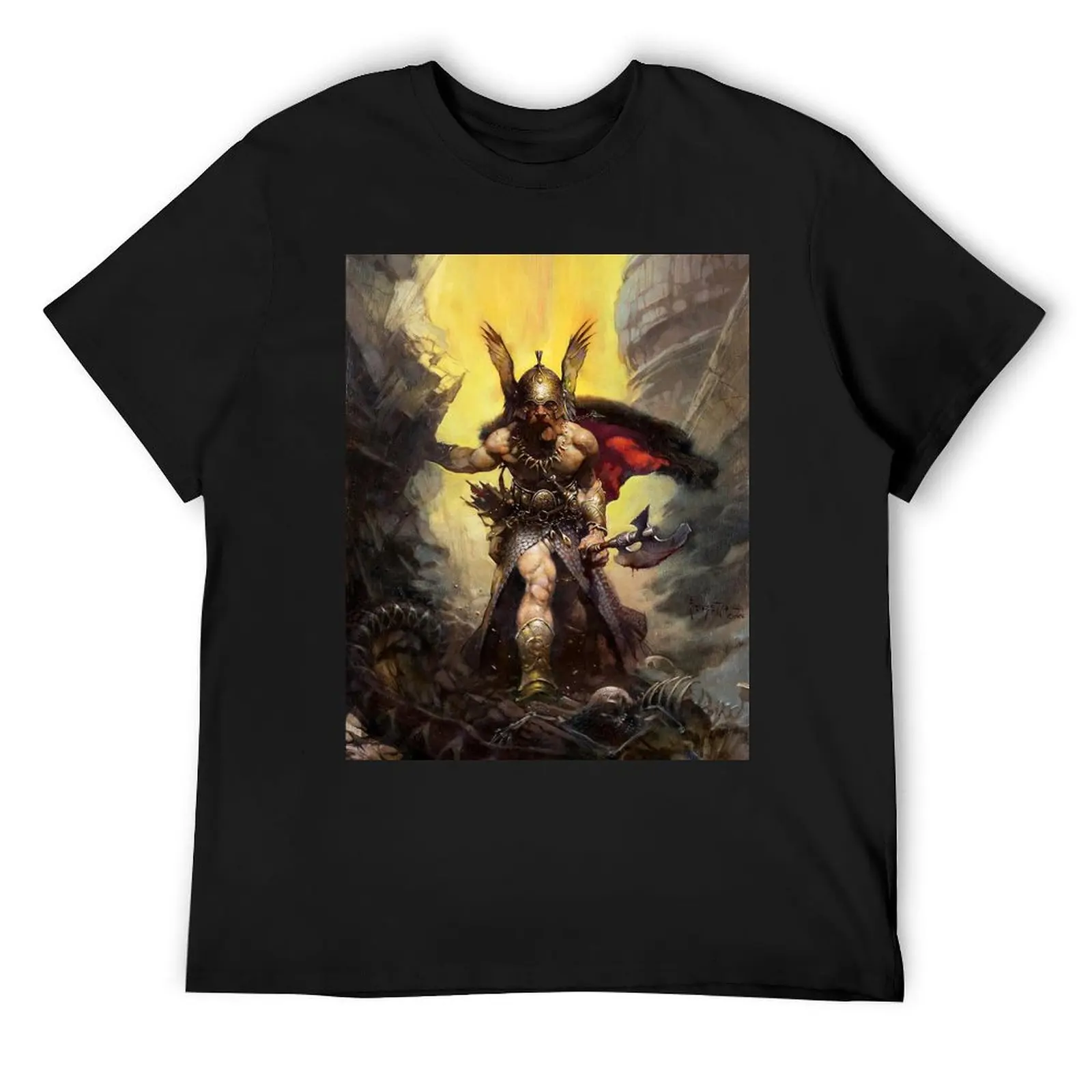 

Frank Frazetta - The barbarian T-Shirt anime figures Short sleeve tee man clothes mens vintage t shirts