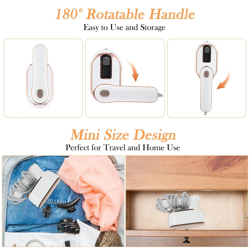 ferro de passar roupa Mini Ferro A Vapor Para Roupas Garment Steamer Foldable Handheld Travel Steam Iron Ferro Elétrico Cerâmico Wet Dry Ironing Machine ferro a vapor vaporizador ferro de passar roupa portatil plancha