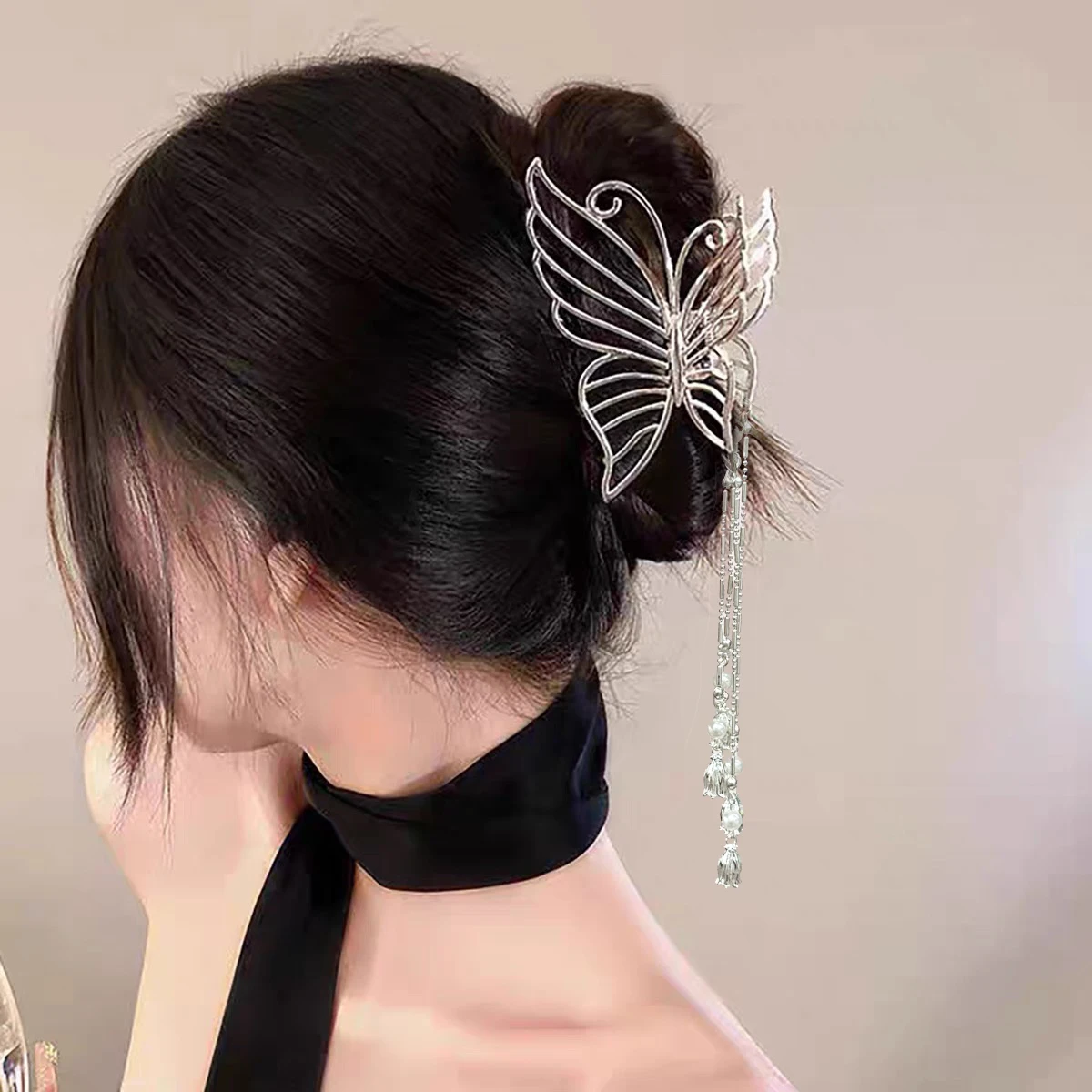 AWAYTR Sliver Cross Butterfly Hair Claws Alloy Ponytail Hair Clips Crab For Women Girl Gift Hair Accessories Valentine Headwear