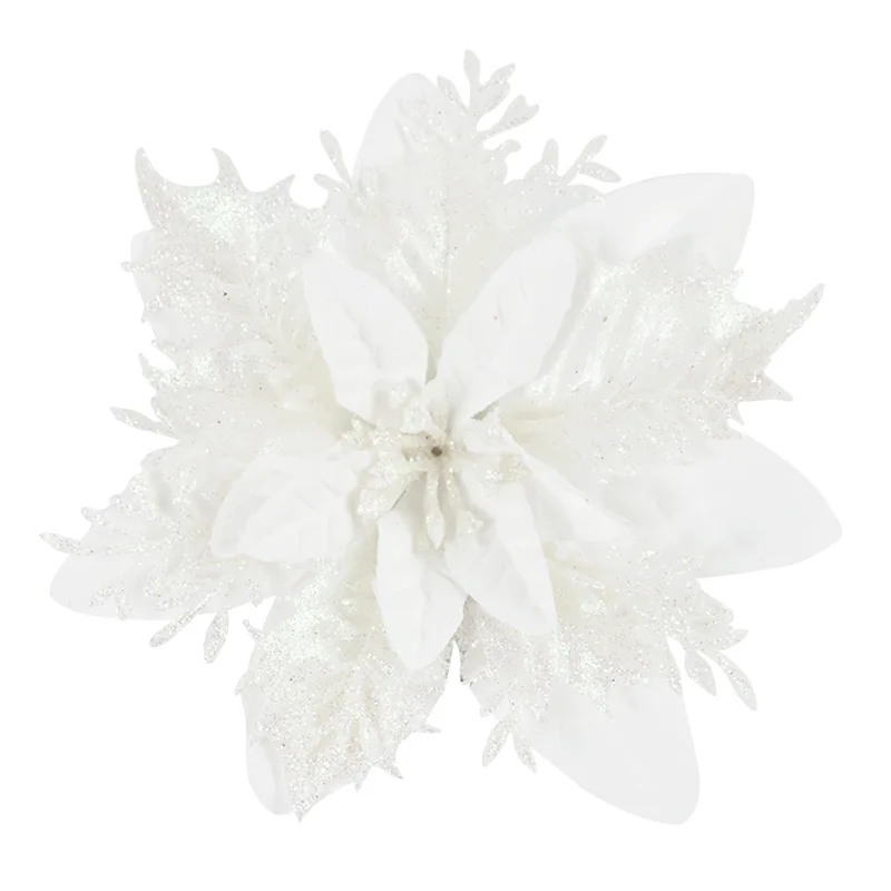 5/10 Stück 14CM Glitzer Künstliche Weihnachtsblumen Christbaumschmuck Frohe Weihnachten Dekorationen für Zuhause Neujahrsgeschenk Navidad – Detail 16