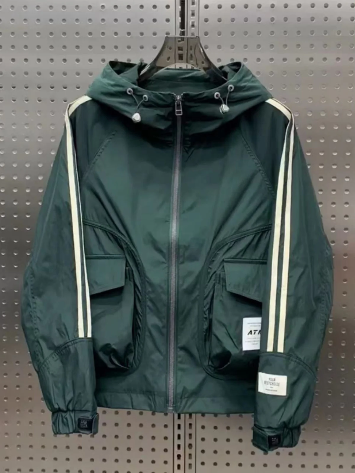 ربيع الخريف الرجال مقنعين مخطط Jaet سليم صالح ملابس العمل غير رسمية كيت كبير ملابس خارجية ألياف البوليستر يندبروف سستة