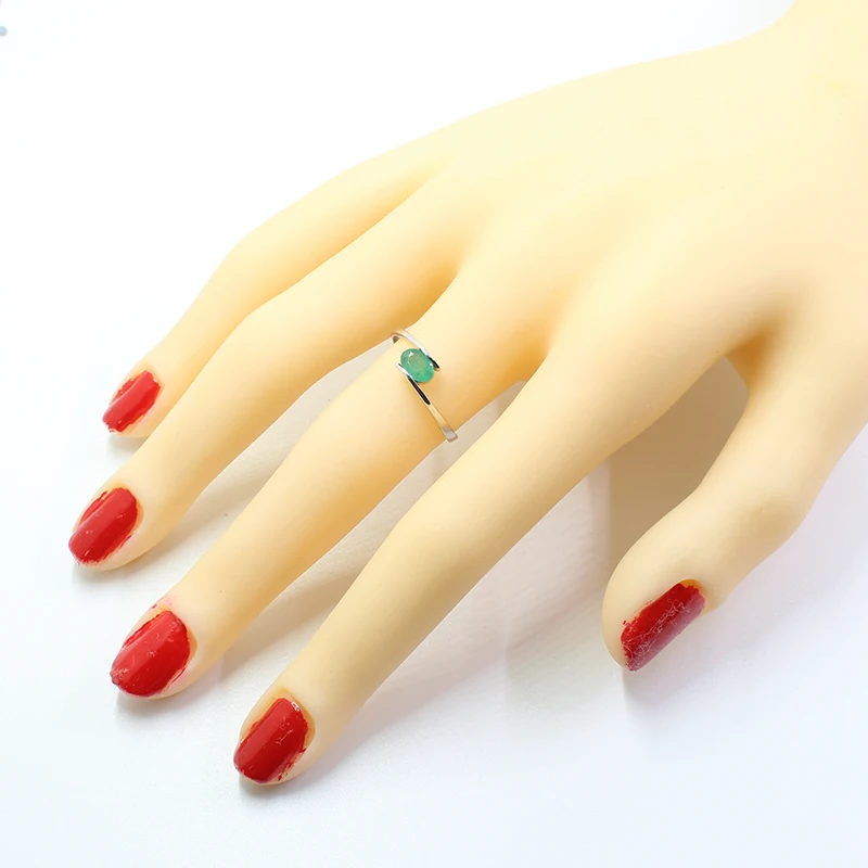Hotsale 925 Silver Emerald Ring for Engagement 4mm * 6mm Natural Emerald Silver Ring Real 925 Silver Emerald Jewelry