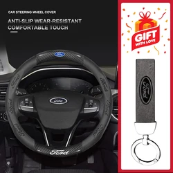 Car Steering Wheel Cover For Ford Focus 3 MK2 Fiesta MK7 Escape Mondeo Mk4 Fusion Kuga Ecosport Transit Edge F150 Mustang 38cm