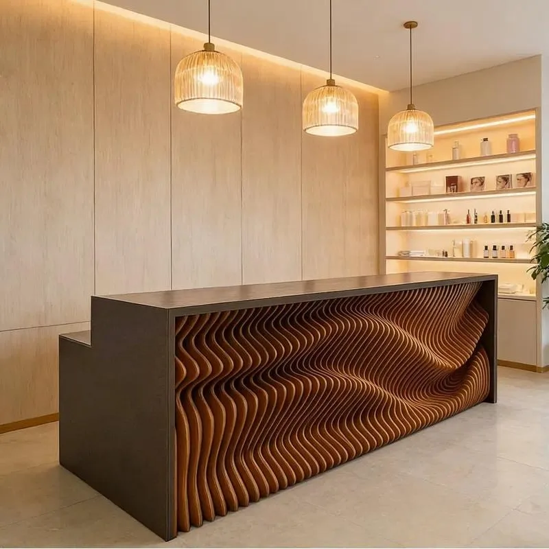 Luxury Custom Wooden Reception Desk Bar Art Commercial Furniture for Home Hotel Office Lobby