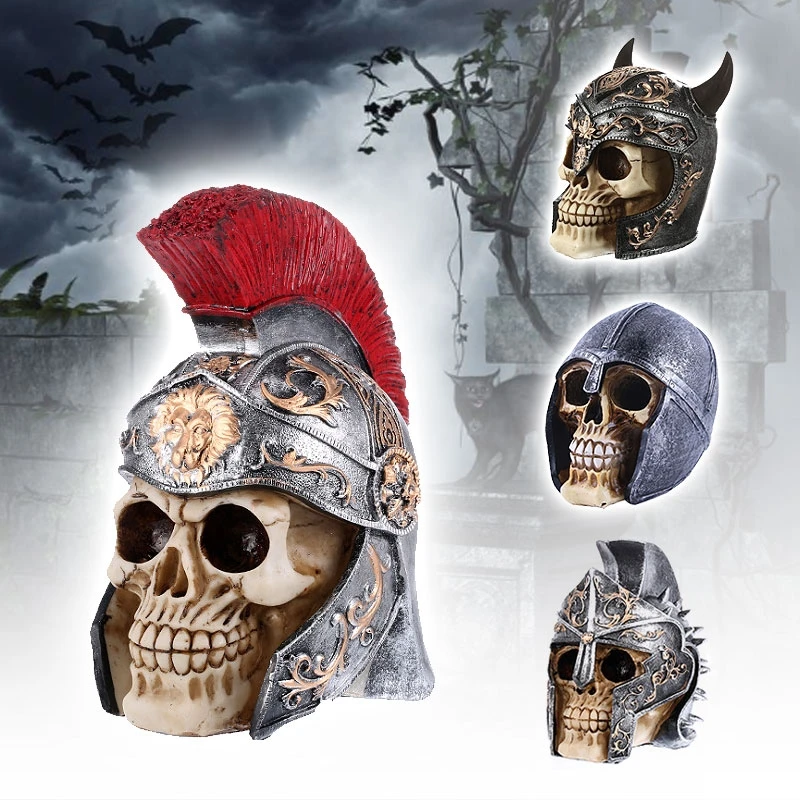 

Horrible Skull Head Decoration for Halloween Handmade Resin Craft Human Skeleton Figurine Statue Home Table Shelf Decoration