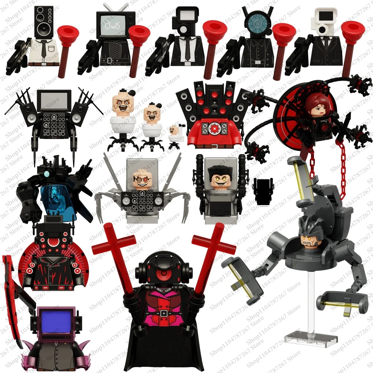 

Hot selling toys building block TV Man Microphone Man Skibidi Toilet assembly model squares children brick toy gifts
