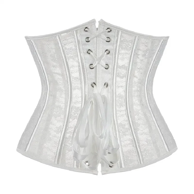 Corset Underbust Top Sexy Transparent Mesh Lace Women Gothic Lingerie Vintage Shape Body Waist Cincher Bustier White Black