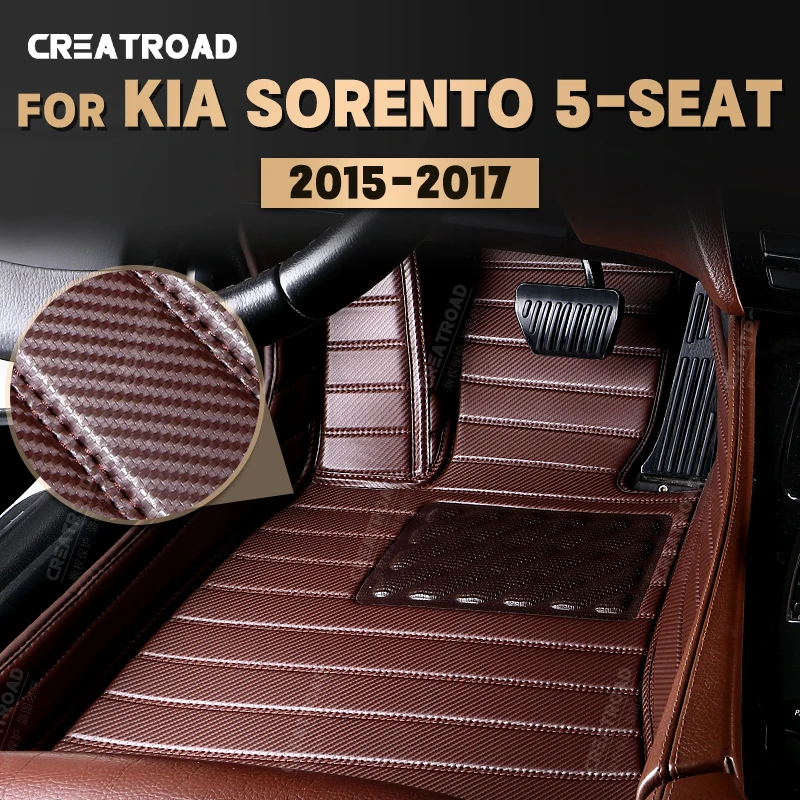 

Custom Carbon Fibre style Floor Mats For Kia Sorento（5 Seats）2015 2016 2017 Foot Carpet Cover Automobile Interior Accessories