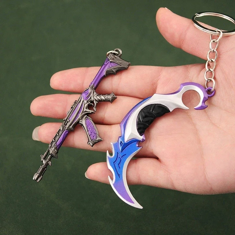 Valorant  Melee Reaver 2.0 Karambit Keychain for Men Game Peripheral M4 Samurai Dagger Model Metal Key Ring Pendant Jewelry Gift