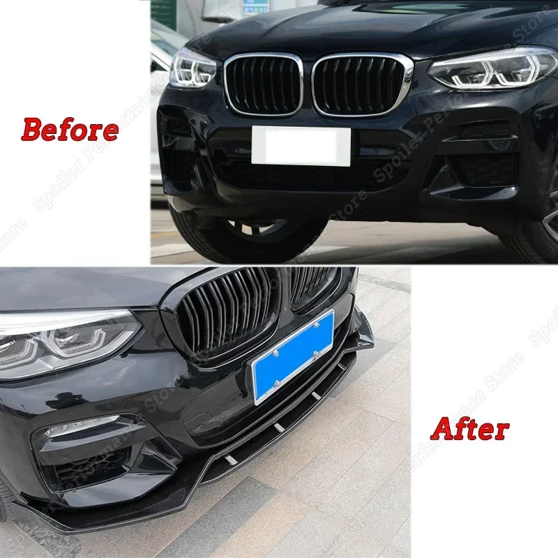 Kit bodi bibir bumper depan, untuk BMW X3 X4 M40 G01 G02 M kinerja eksterior Trim Canard Lip Splitter Kustom 2017-2021 M-sport