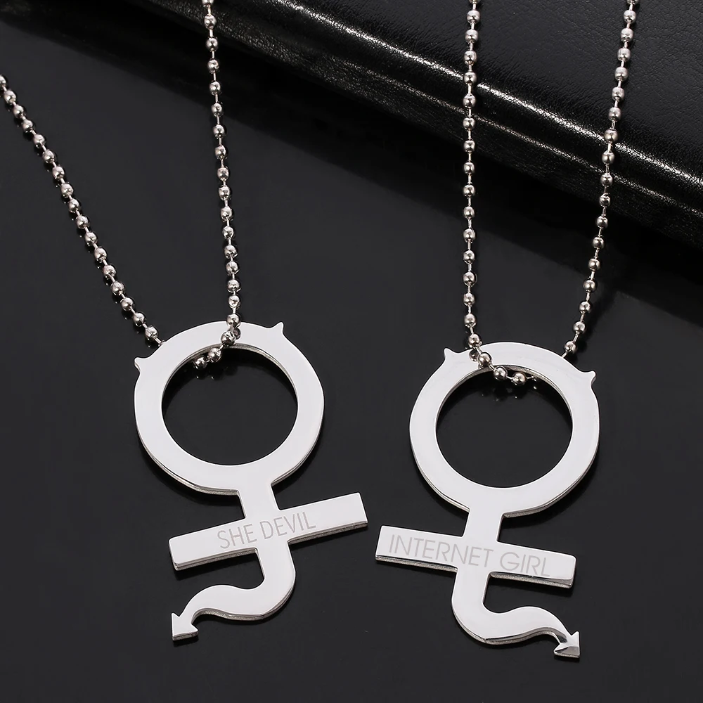 Harajuku Hip-Hop Punk Cat Necklace Exquisite Lettering Unisex Stainless Steel Pendant Fashion Jewelry Accessory view 4
