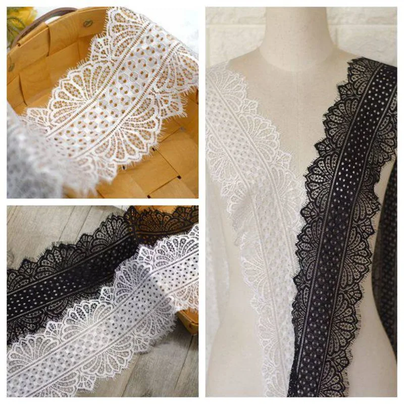

Exquisite Eyelash Lace Fabric for DIY Clothing and Home Decoration Ideal for Splicing and Embroidering，12CM Wide