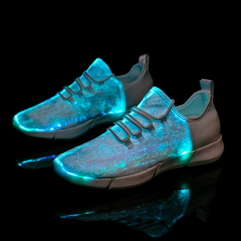 Mode OPTIC LED-schoenen Licht voor heren LED-licht-up sneakers USB-opladen Vezeldoek Elastische zool Verlichte schoenen