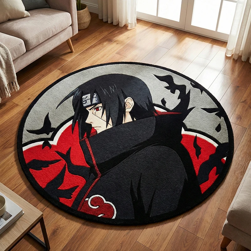 

Anime Naruto Itachi Uchiha Circular Design Rug Bedroom Living Room Non-slip Decorative Floor Mat Collection Birthday Gift Carpet