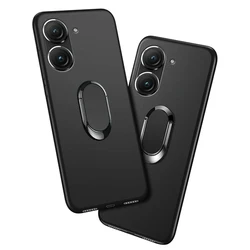 Asus ZenFone 10 Case 5.9 Inch Red Black Finger Ring 360 Degree Rotation Soft Silicone Cover for Asus ZenFone 10 5G
