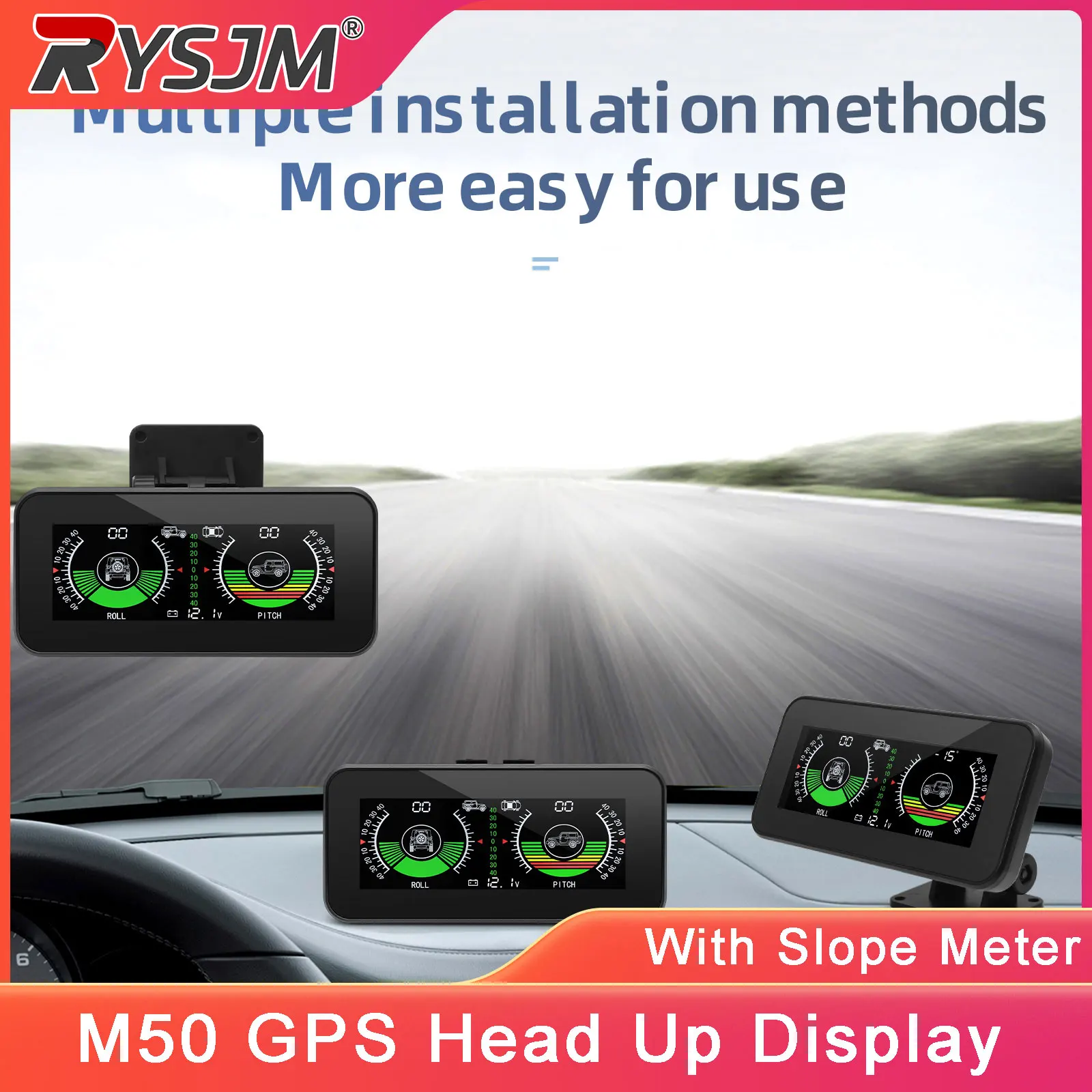 

Цифровой интеллектуальный GPS-дисплей M50 с функцией измерения угла наклона, углов поворота и напряжения для автомобиля, аксессуары для внедорожников
