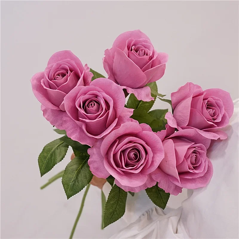 

6Pc Feel Moisturizing Rose Artificial Real Touch Flowers Bridal Bouquet Wedding Decor Fake Roses Party Home Decoration Ornaments