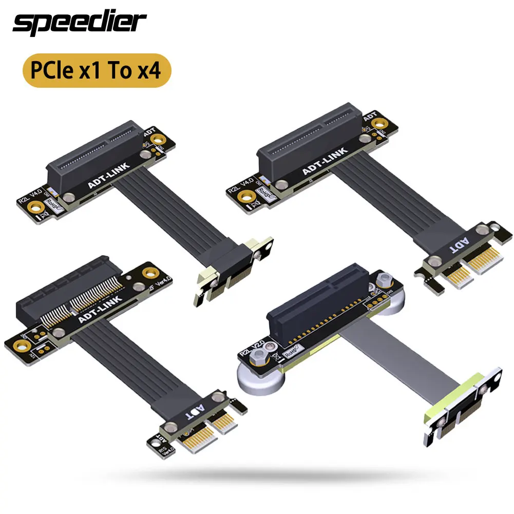 ADT PCI Express 4.0 3.0 1x To 4x Riser, PCIe X4 NVMe SSD, LAN, USB Cards To PCI-e X1 Slot Splint Vertical Extension Cable R12