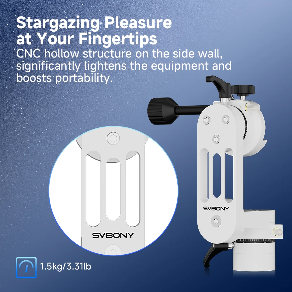 Svbony SV225 MINI Alt-Azimuth-Teleskophalterung, verstellbarer Winkel für Astronomie, Sternenbeobachtung, Vogelbeobachtung – Detail 30