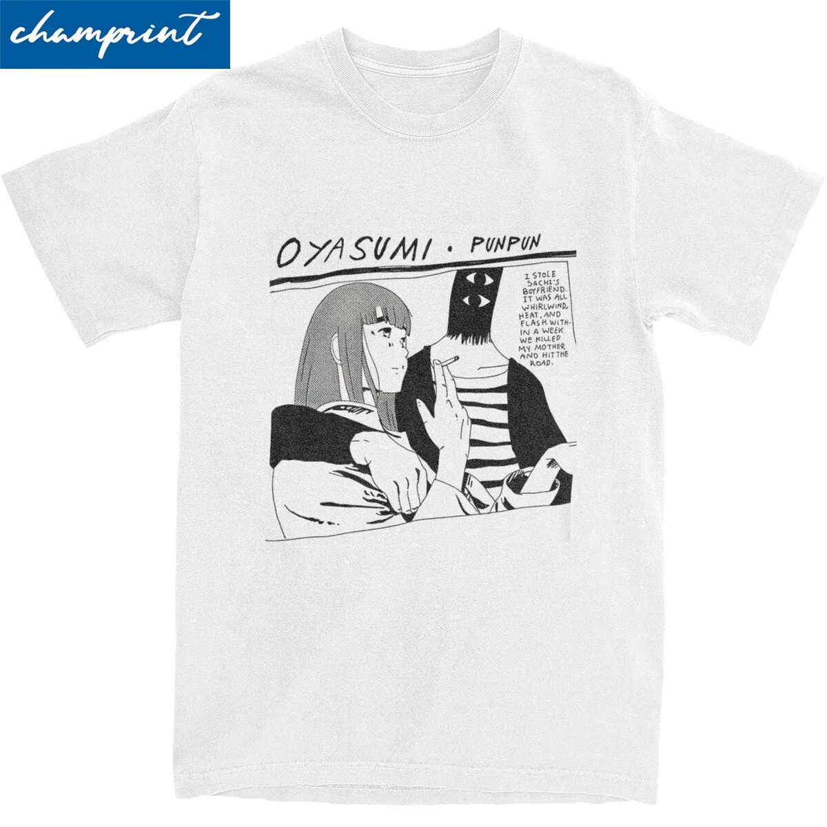 OYASUMI PUNPUN X SONIC YOUTH T-Shirts for Men Women Leisure 100% Cotton Tees Round Neck Short Sleeve T Shirts Gift Idea Clothing