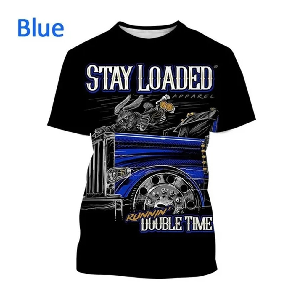 New Men\'s Minimalist Truck Art 3D Print T-Shirt Car Fashion Cool Hip-hop Style Black Short Sleeve Shirt Streetwear Clothing Tops