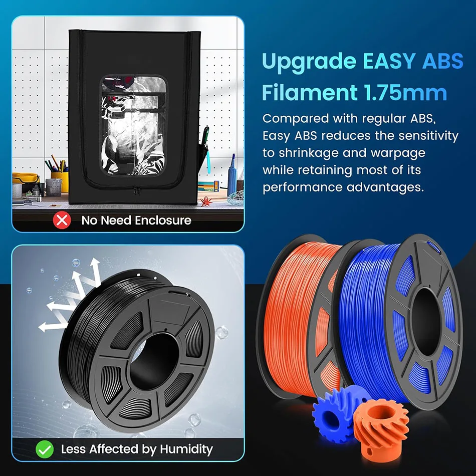 JAYO ASA/ABS/filamento ABS fácil 1,75mm 1KG filamento 3D baja temperatura de impresión ABS filamento de impresora 3D excelente resistencia