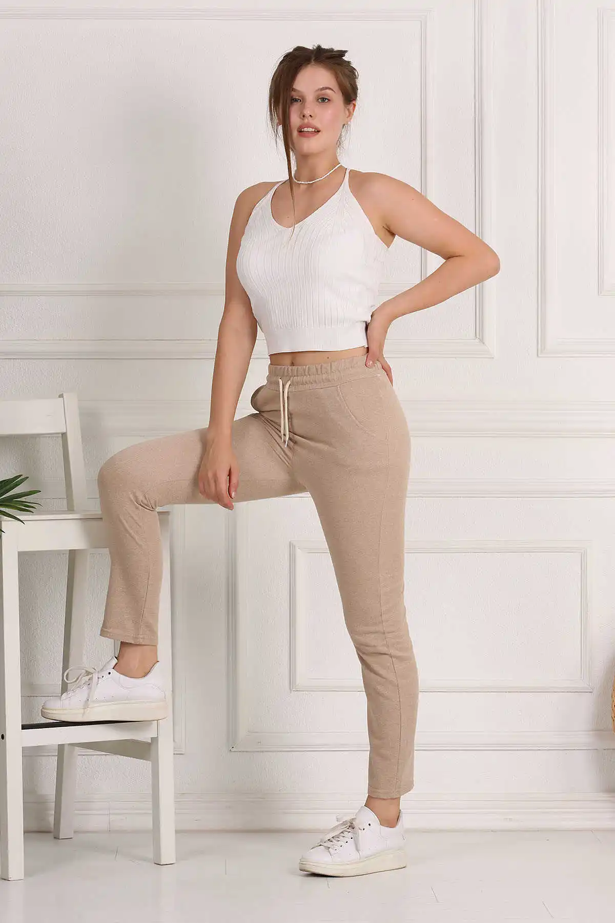 Vrouwen Joggingbroek Beli Wiel Kombin Bottom Top Moslim Mode Moslim Jurk Hijab Moslim Üstleri Vrouwen Pak