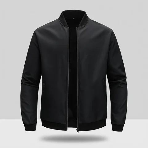 2024 Spring and Autumn New Baseball Collar Short Loose Solid Color Jacket Men's Business Casual Thin Coat Trend