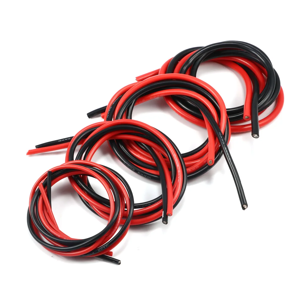 

2m/lot Silicon Wire 8 10 12 14 16 18 20 22AWG Heatproof Soft Silicone Cable Silica Gel Wire Cable (1meter Red+1meter Black)