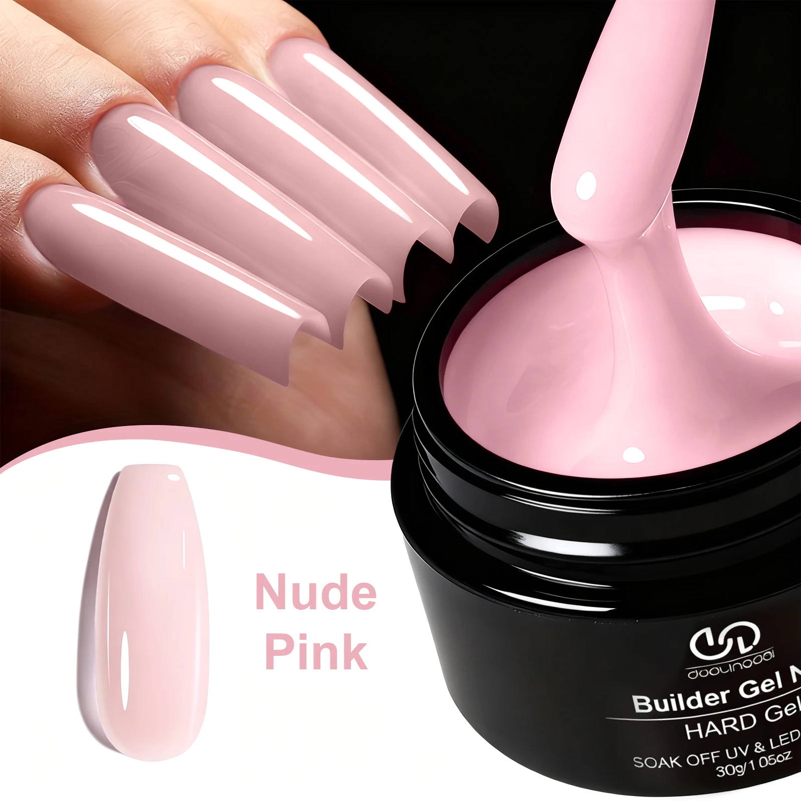 Duolingdai Staubiges Rosa Nude Gel Nagelverstärker 30G Burgunderroter Schimmer UV-Gel für Nagelverlängerung