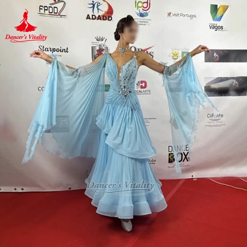 Women Waltz Foxtrot Tango Quickstep Professional Clothes Adult&Teenagers Backless Perform Contest Dress Custom Dancer's Vitality